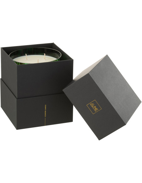 Bougie parfumée XXL Boisée 95 heures Noa Parfum Bois de Santal avec photophore en Verre Vert - 4