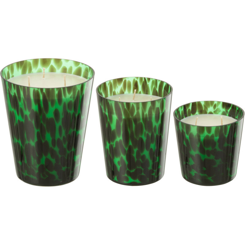 Bougie parfumée XXL Boisée 95 heures Noa Parfum Bois de Santal avec photophore en Verre Vert - 5