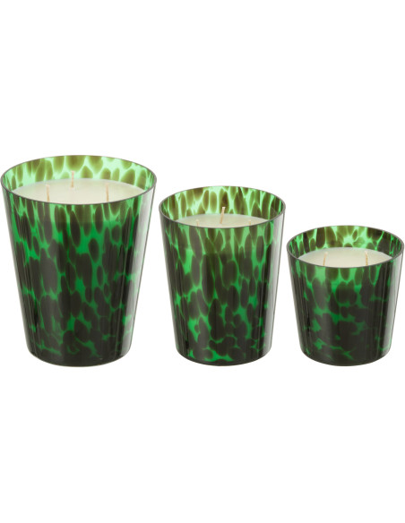 Bougie parfumée XXL Boisée 95 heures Noa Parfum Bois de Santal avec photophore en Verre Vert - 5