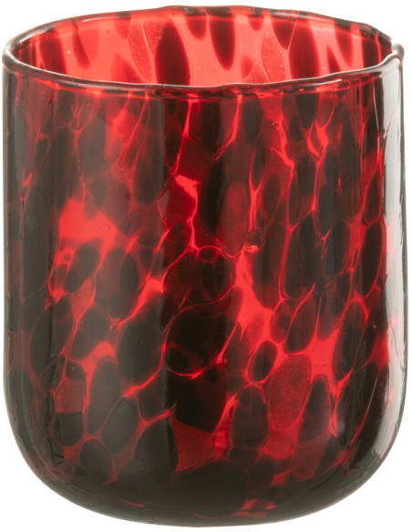 Photophore rouge taches noires en verre 9x10 - 1