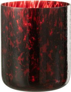 Photophore XL rouge taches noires en verre H25 cm - 1