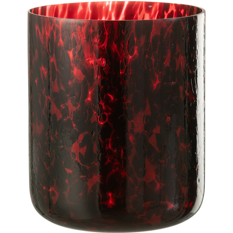 Photophore XL rouge taches noires en verre H25 cm - 1