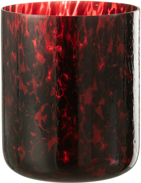 Photophore XL rouge taches noires en verre H25 cm - 1