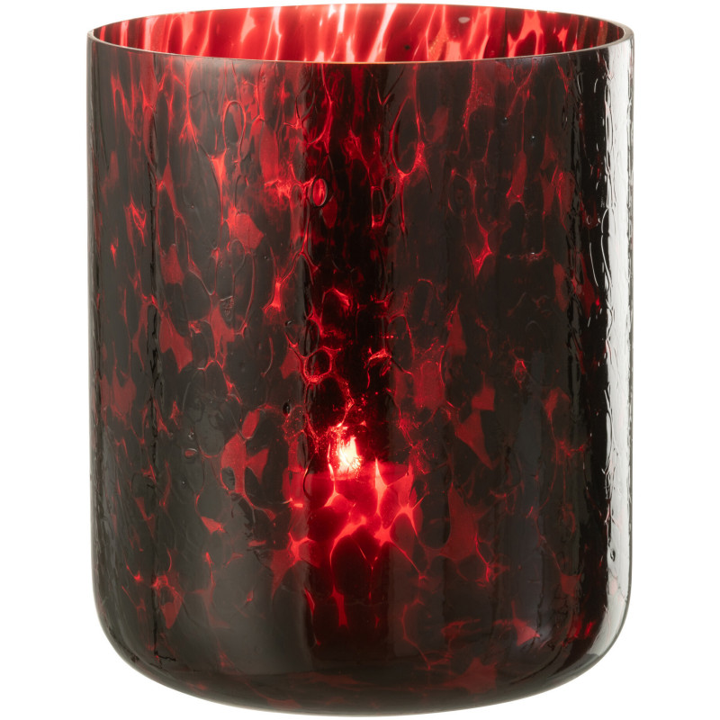 Photophore XL rouge taches noires en verre H25 cm - 2
