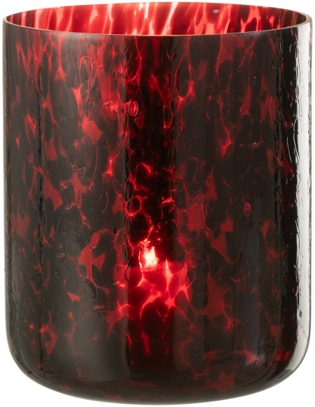 Photophore XL rouge taches noires en verre H25 cm - 2