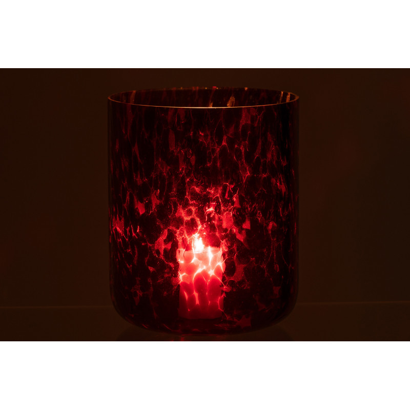 Photophore XL rouge taches noires en verre H25 cm - 3