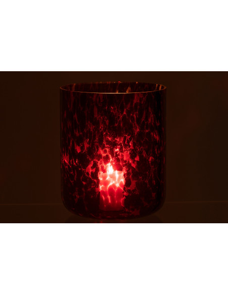 Photophore XL rouge taches noires en verre H25 cm - 3