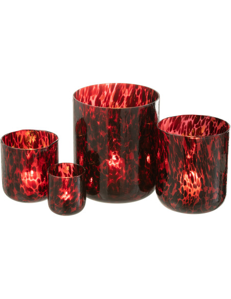 Photophore XL rouge taches noires en verre H25 cm - 5