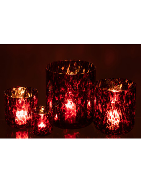 Photophore XL rouge taches noires en verre H25 cm - 6
