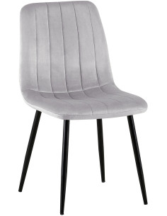 Chaise moderne rembourrée en Velours Gris Métal Noir Pamela - 1