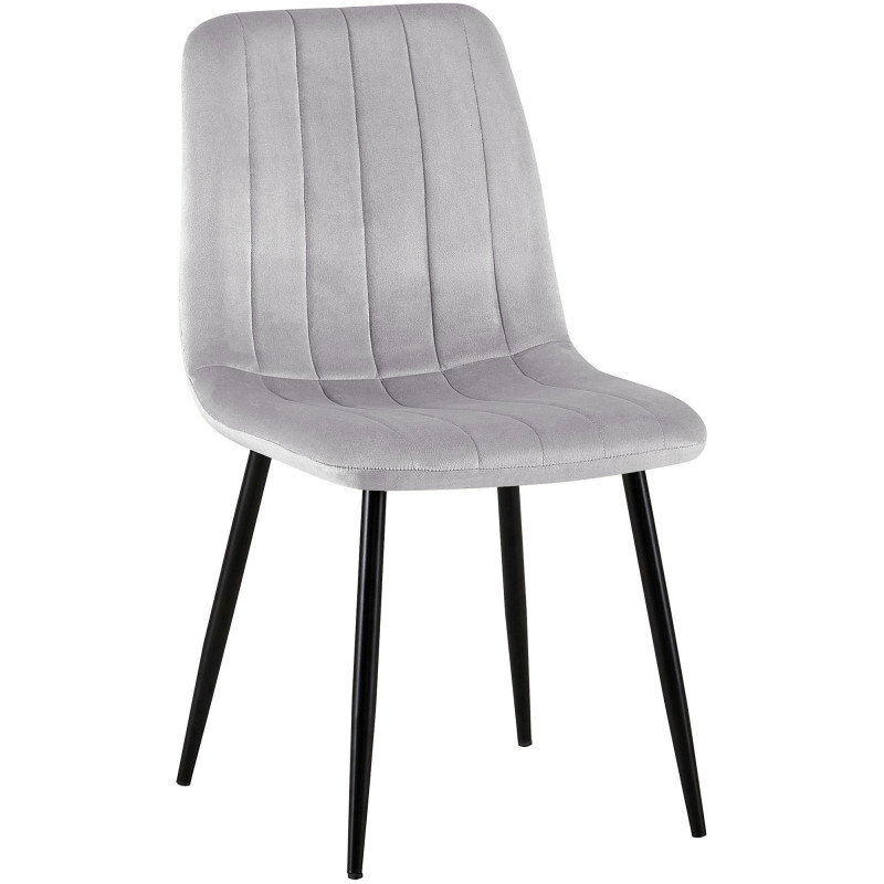 Chaise moderne rembourrée en Velours Gris Métal Noir Pamela - 1