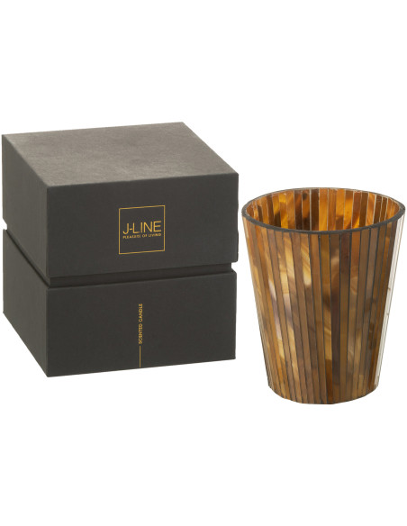 Bougie parfumée XL Fruitée 60 heures Noa Parfum Zesty Sunburst avec photophore en Verre Ocre - 1