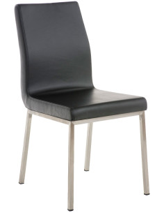 Chaise Estelle en Polyuréthane Noir Acier inoxydable Argenté Brossé mat - 1