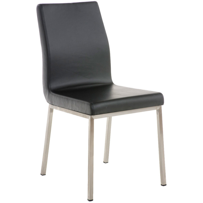 Chaise Estelle en Polyuréthane Noir Acier inoxydable Argenté Brossé mat - 1