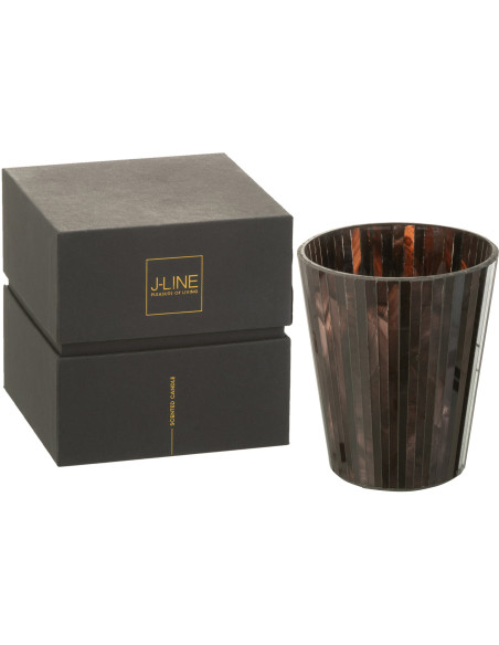 Bougie parfumée XL Boisée 60 heures Noa Parfum Woody Aurora avec photophore en Verre Marron - 1