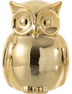 Statuette déco Hibou Pecker en Porcelaine Doré - 1