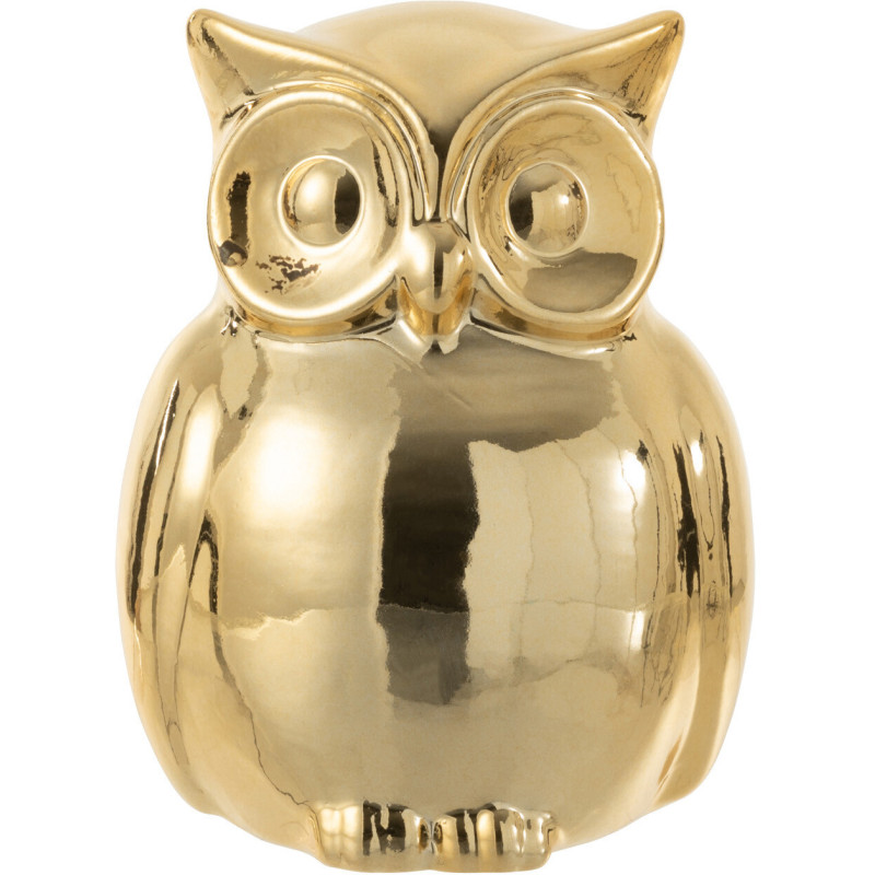 Statuette déco Hibou Pecker en Porcelaine Doré - 1