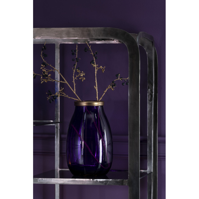 Vase Cylindrique Lisbonne Hauteur 30 cm en Verre Violet Doré - 3
