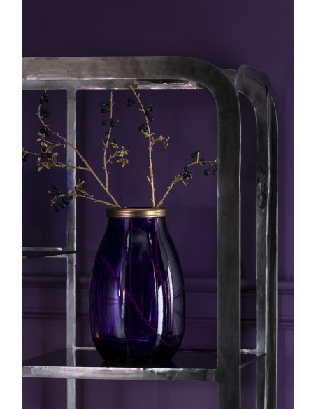 Vase Cylindrique Lisbonne Hauteur 30 cm en Verre Violet Doré - 3