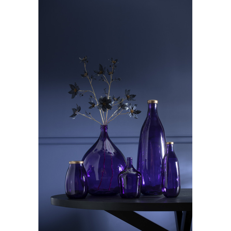 Vase Bouteille Lisbonne Hauteur 40 cm en Verre Violet Doré - 2
