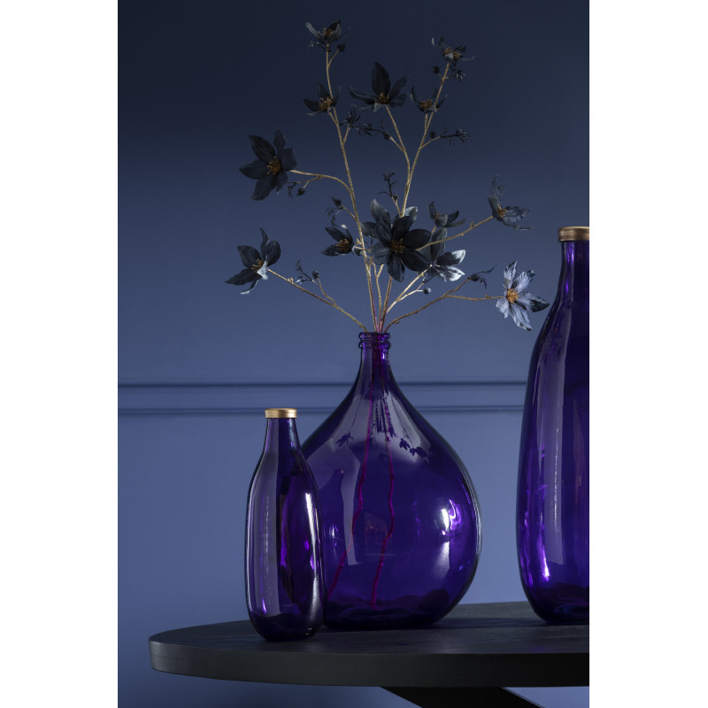 Vase Bouteille Lisbonne Hauteur 40 cm en Verre Violet Doré - 4
