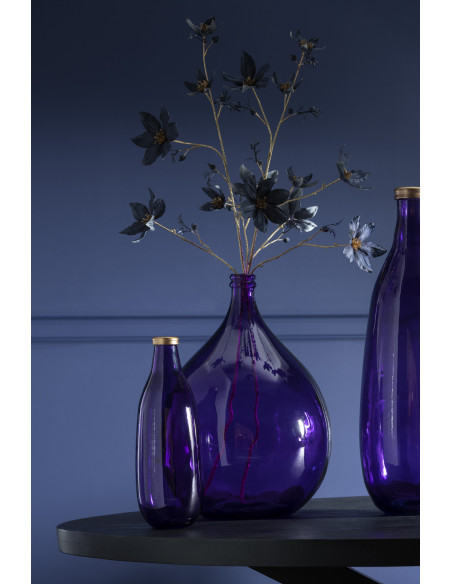 Vase Bouteille Lisbonne Hauteur 40 cm en Verre Violet Doré - 4