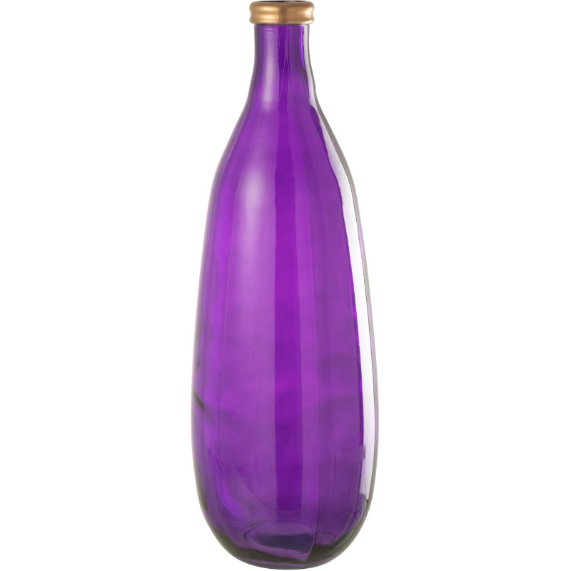Vase Bouteille XXL Lisbonne Hauteur 75 cm en Verre Violet Doré - 1