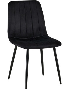 Chaise moderne rembourrée en Velours Noir Métal Noir Pamela - 1