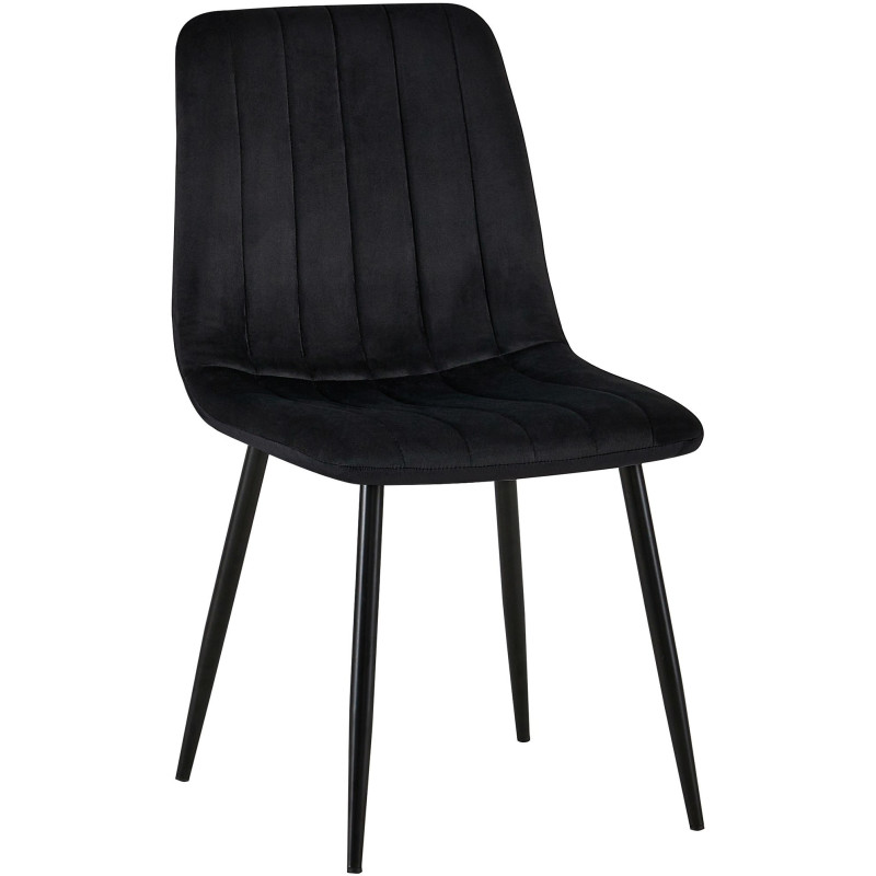 Chaise moderne rembourrée en Velours Noir Métal Noir Pamela - 1