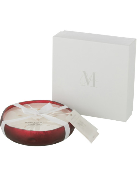 Bougie parfumée Boisée 19 heures Livia Parfum Oud & Ambre avec photophore en Verre Rouge - 1