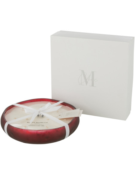 Bougie parfumée XL Boisée 40 heures Livia Parfum Oud & Ambre avec photophore en Verre Rouge - 1