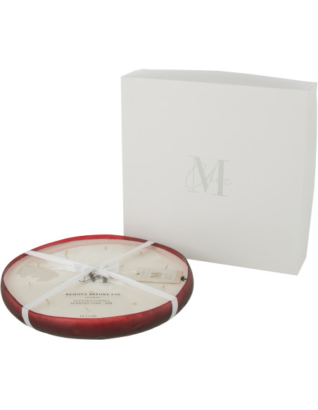 Bougie parfumée Boisée 35 heures Livia Parfum Oud & Ambre avec photophore en Verre Rouge - 1