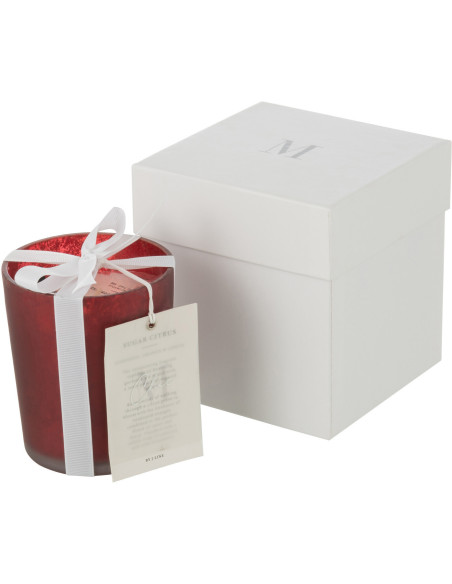 Bougie parfumée XL Boisée 48 heures Livia Parfum Oud & Ambre avec photophore en Verre Rouge - 1