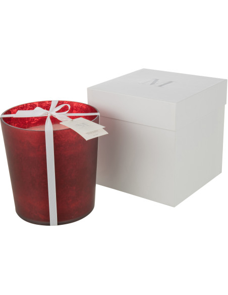 Bougie parfumée XXL Boisée 140 heures Livia Parfum Oud & Ambre avec photophore en Verre Rouge - 1