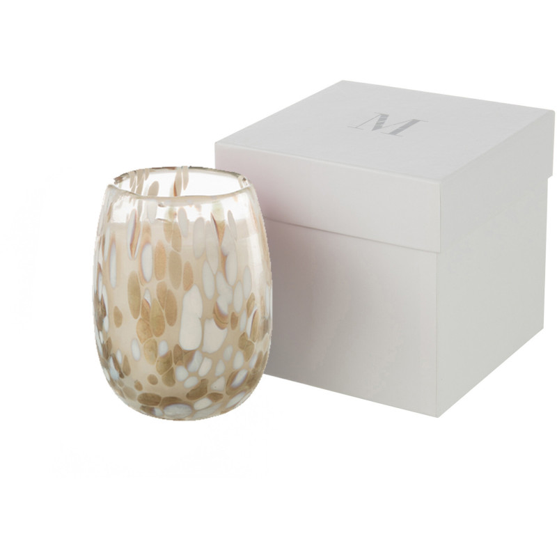 Bougie parfumée XXL Florale 90 heures Mia Parfum Osmanthus & Suède avec photophore en Verre Transparent - 4