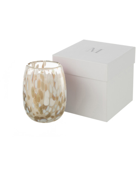 Bougie parfumée XXL Florale 90 heures Mia Parfum Osmanthus & Suède avec photophore en Verre Transparent - 4