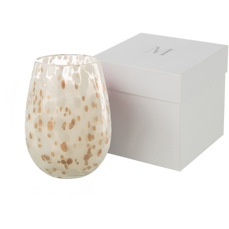 Bougie parfumée XXL Florale 120 heures Mia Parfum Osmanthus & Suède avec photophore en Verre Transparent - 4