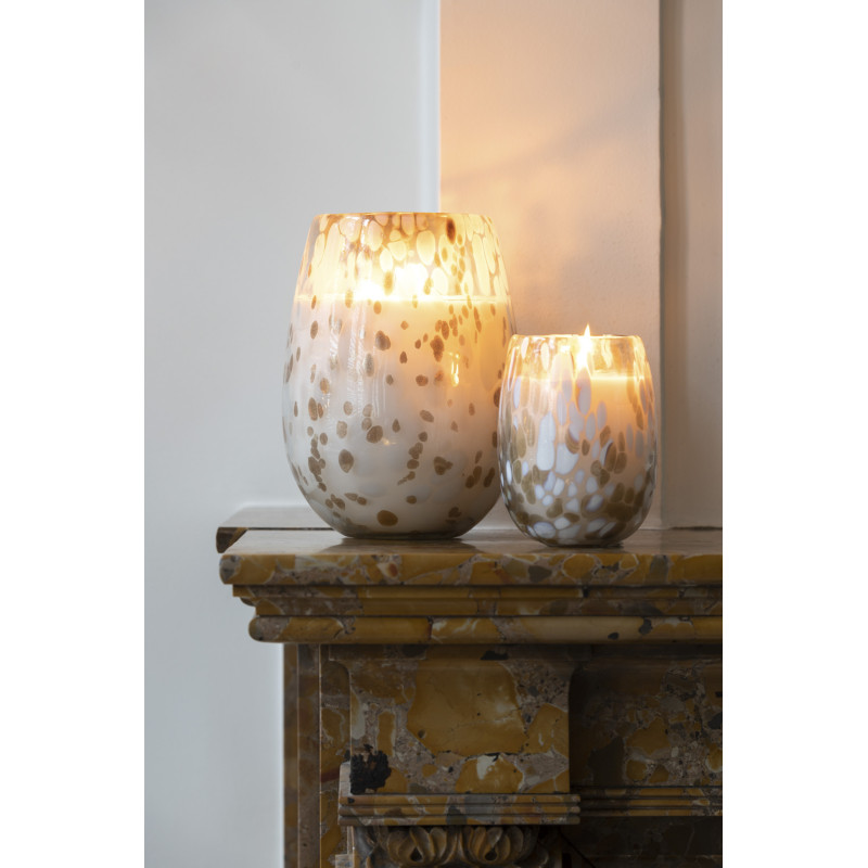 Bougie parfumée XXL Florale 230 heures Mia Parfum Osmanthus & Suède avec photophore en Verre Transparent - 2