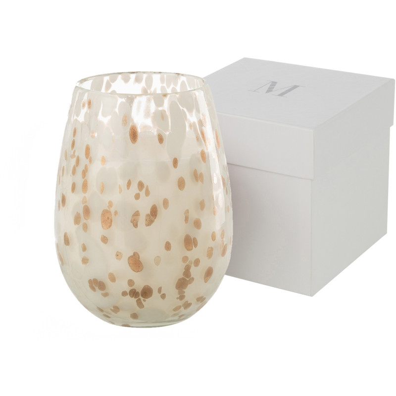 Bougie parfumée XXL Florale 230 heures Mia Parfum Osmanthus & Suède avec photophore en Verre Transparent - 3