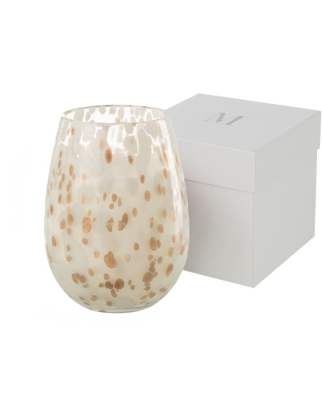 Bougie parfumée XXL Florale 230 heures Mia Parfum Osmanthus & Suède avec photophore en Verre Transparent - 3