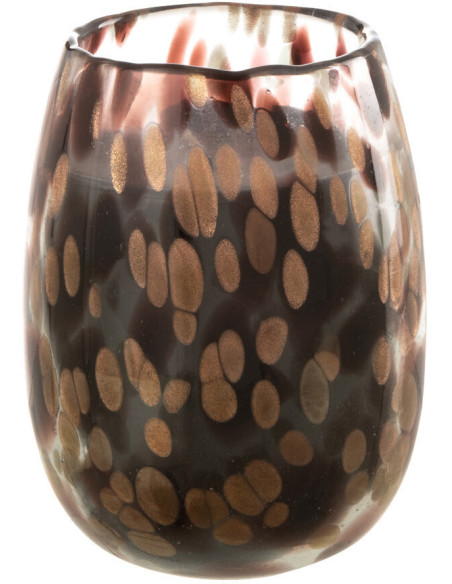 Bougie parfumée XXL Orientale 90 heures Mia Parfum Cuir & Feuilles avec photophore en Verre Transparent - 1