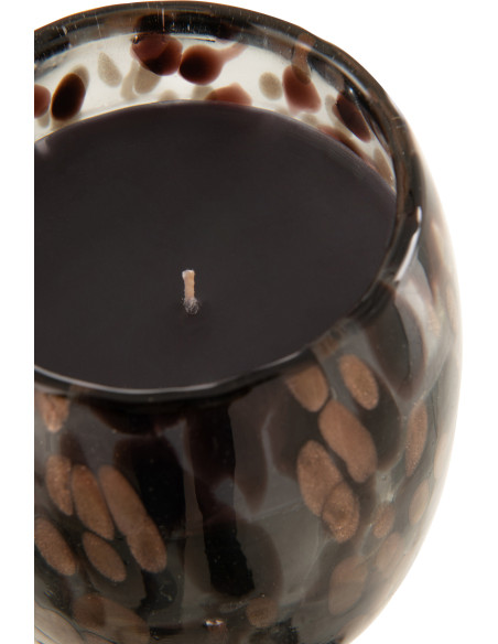 Bougie parfumée XXL Orientale 90 heures Mia Parfum Cuir & Feuilles avec photophore en Verre Transparent - 3