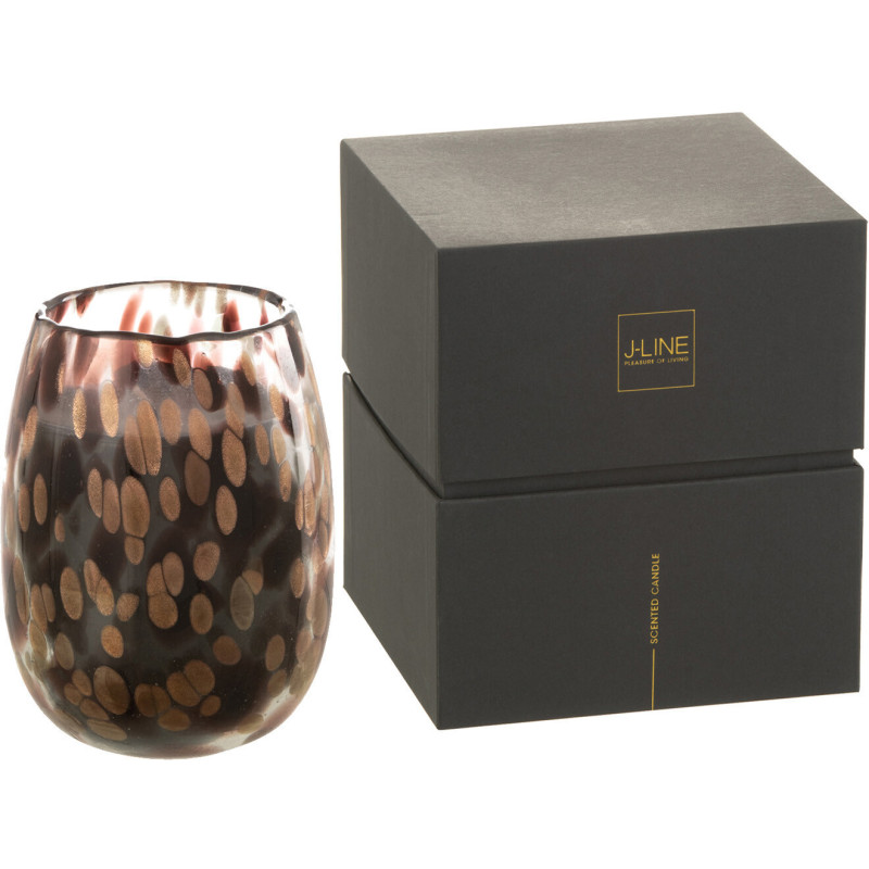 Bougie parfumée XXL Orientale 90 heures Mia Parfum Cuir & Feuilles avec photophore en Verre Transparent - 4