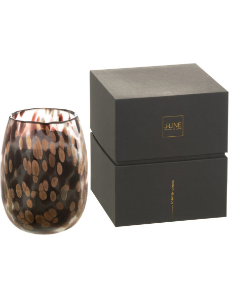 Bougie parfumée XXL Orientale 90 heures Mia Parfum Cuir & Feuilles avec photophore en Verre Transparent - 4