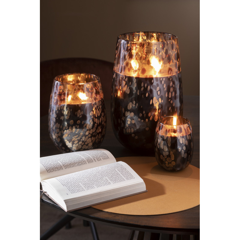 Bougie parfumée XXL Orientale 120 heures Mia Parfum Cuir & Feuilles avec photophore en Verre Transparent - 2