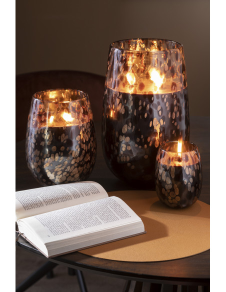 Bougie parfumée XXL Orientale 120 heures Mia Parfum Cuir & Feuilles avec photophore en Verre Transparent - 2