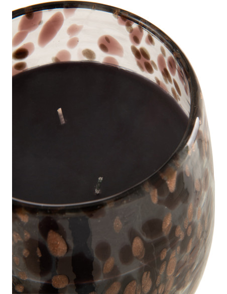 Bougie parfumée XXL Orientale 120 heures Mia Parfum Cuir & Feuilles avec photophore en Verre Transparent - 3