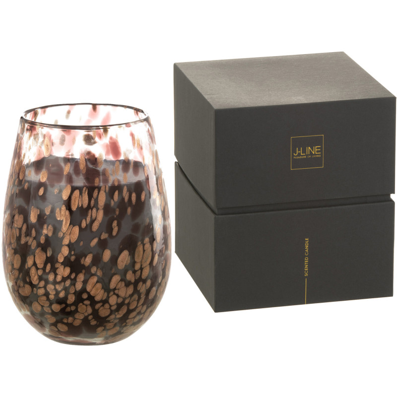 Bougie parfumée XXL Orientale 120 heures Mia Parfum Cuir & Feuilles avec photophore en Verre Transparent - 4