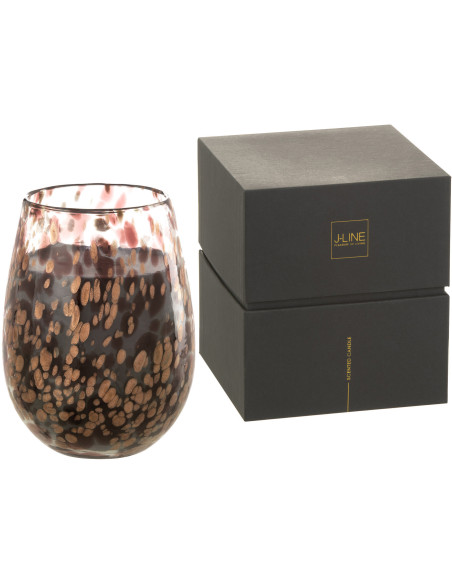 Bougie parfumée XXL Orientale 120 heures Mia Parfum Cuir & Feuilles avec photophore en Verre Transparent - 4