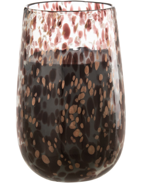 Bougie parfumée XXL Orientale 230 heures Mia Parfum Cuir & Feuilles avec photophore en Verre Transparent - 1